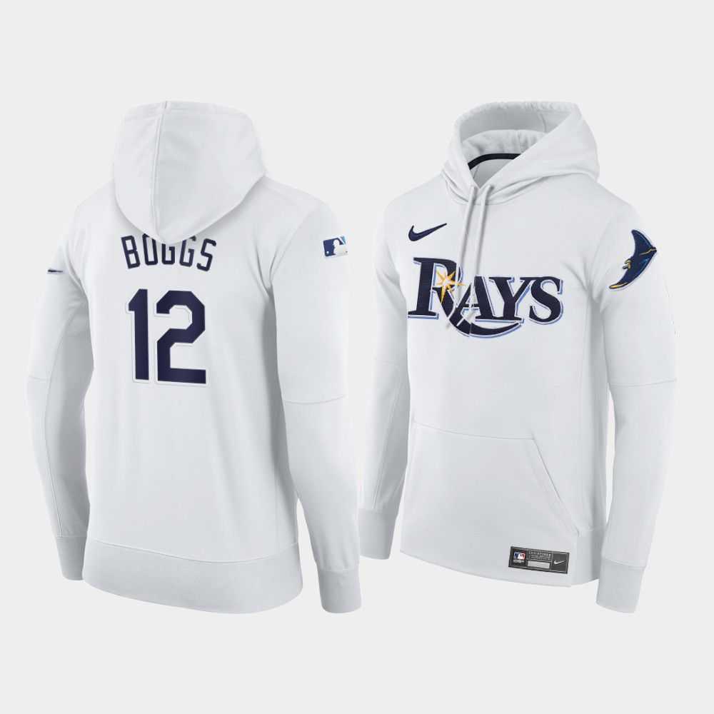 Men Tampa Bay Rays 12 Boggs white home hoodie 2021 MLB Nike Jerseys